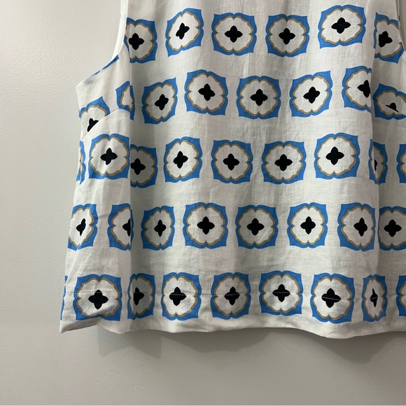 Ann Taylor Geo Linen Blend Sleeveless Boxy Fit Cropped Tank - Picture 5 of 8